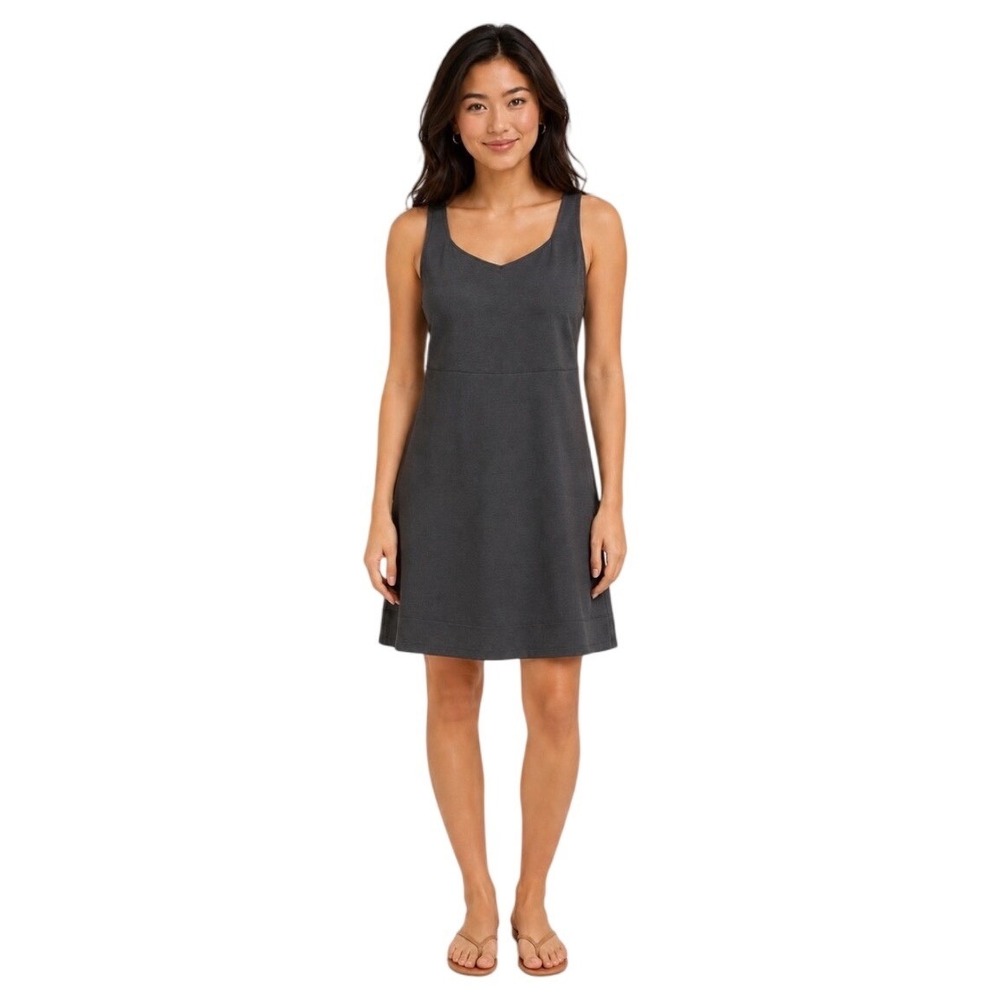 Toad&Co Tech Tomboy Racerback Dress Shelf Bra Charcoal Gray Travel Women Medium